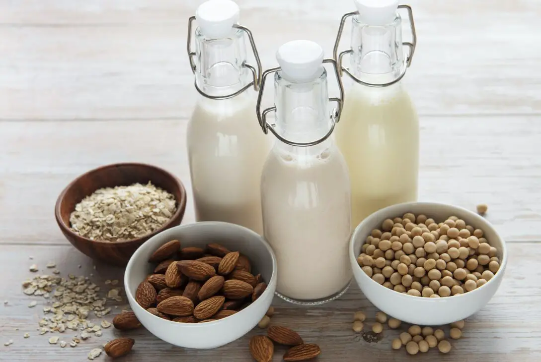 Bottles with different plant milk