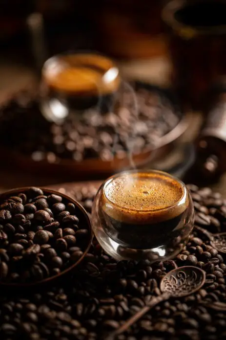 Espresso in glass cup